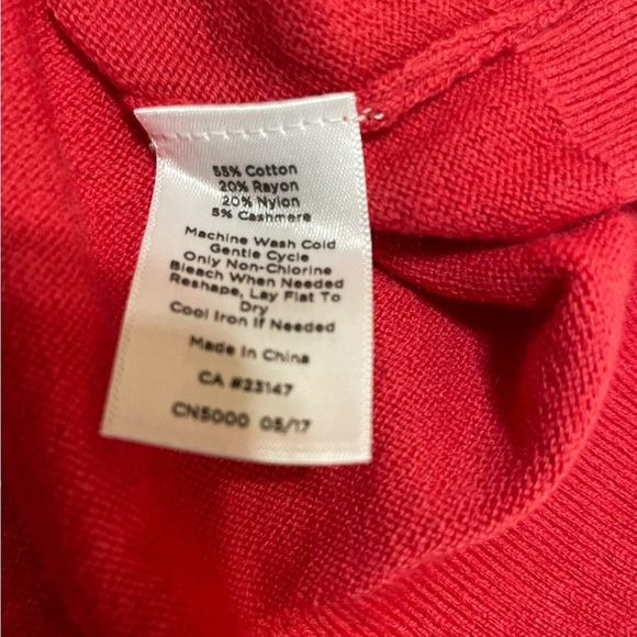 Talbots Pink/Coral Long Sleeve Sweater with Bow Accents at Wrists.  Size:L - Picture 7 of 9